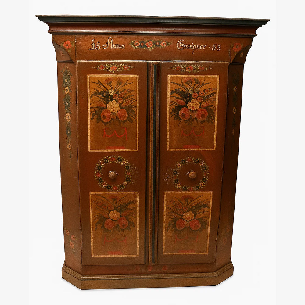 Grisons Painted Wardrobe – Hand-Painted, Dated 1855