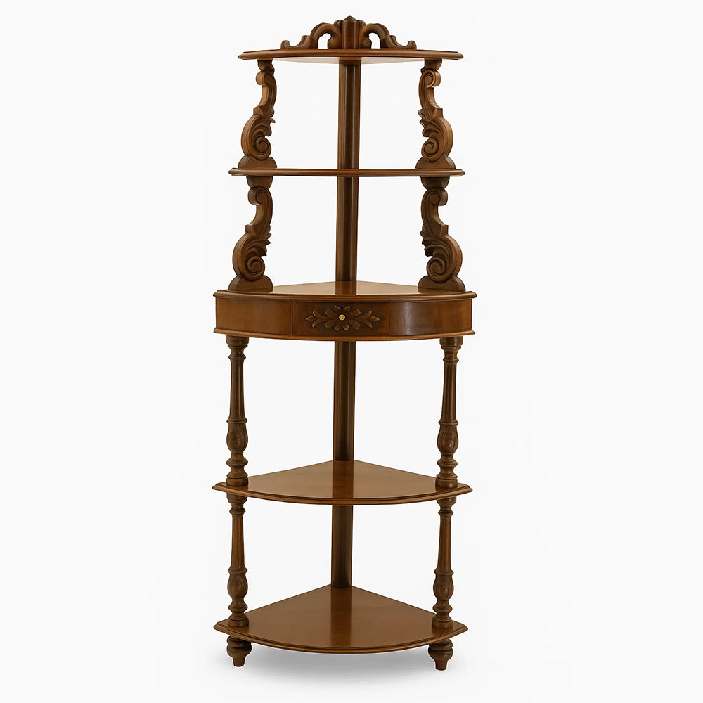 Italian Corner Étagère – Walnut, Late 19th Century