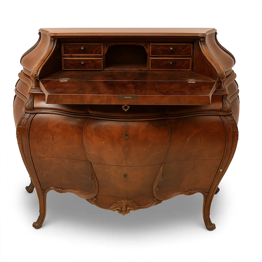Italian Louis XV Bureau à Battant – Walnut Root Veneer, circa 1900