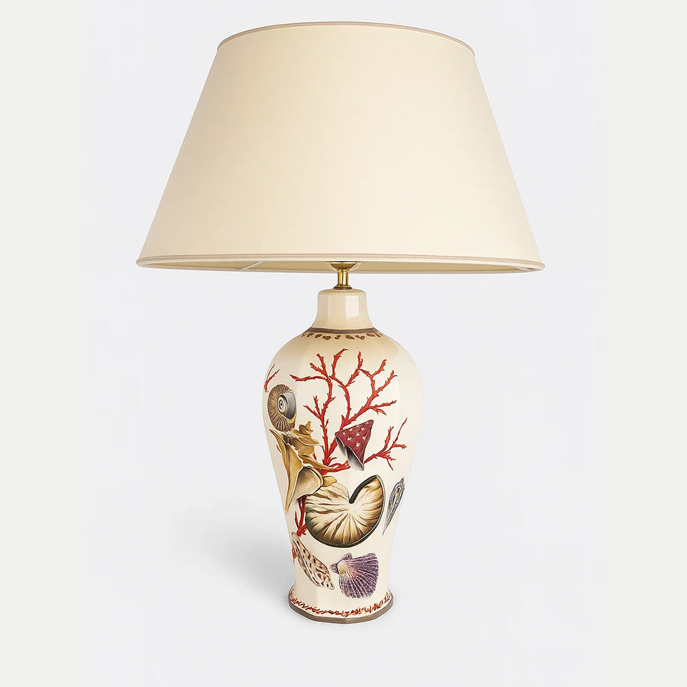 Decorative Table Lamp – Ceramic Base with Coral and Shell Motif, 20th Century