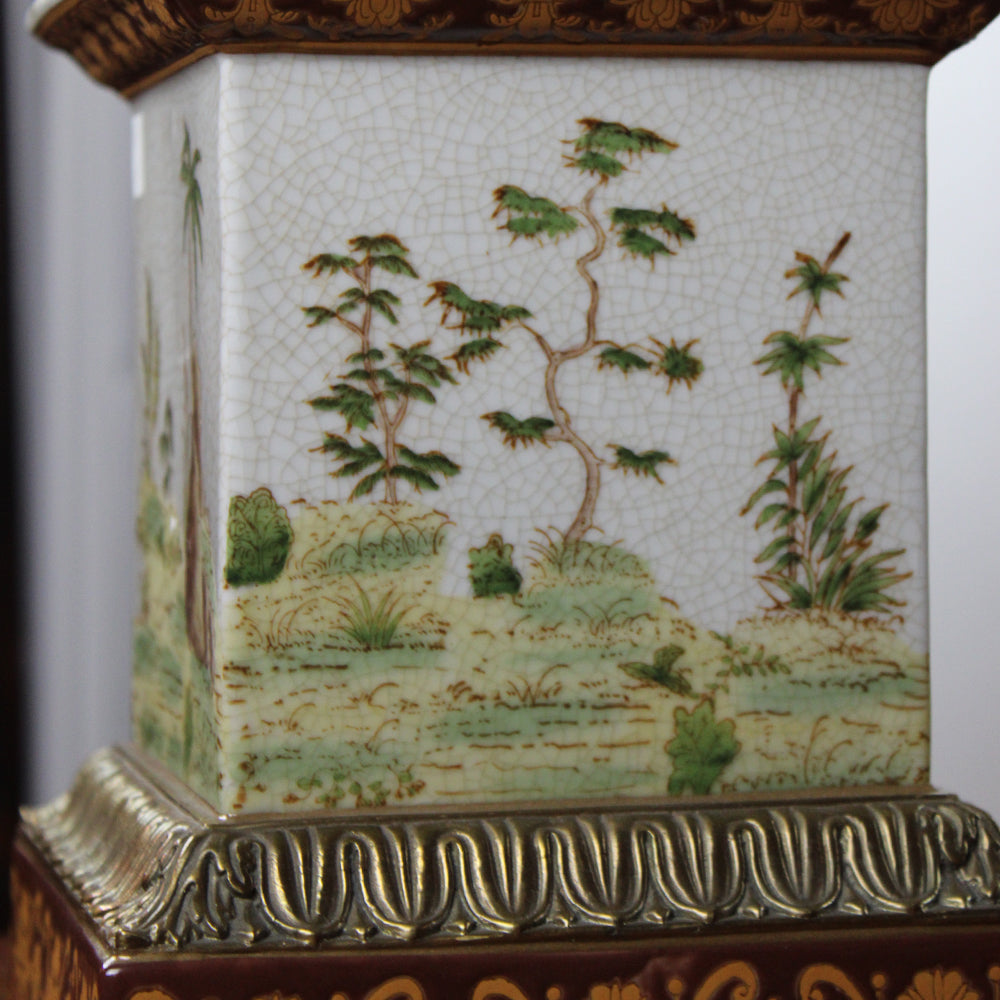 Decorative Porcelain Urn with Parrot Handles – European, 19th Century