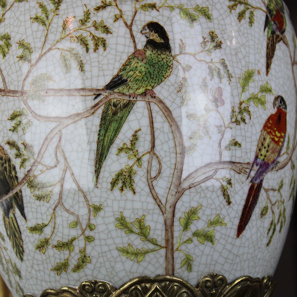 Decorative Porcelain Urn with Parrot Handles – European, 19th Century