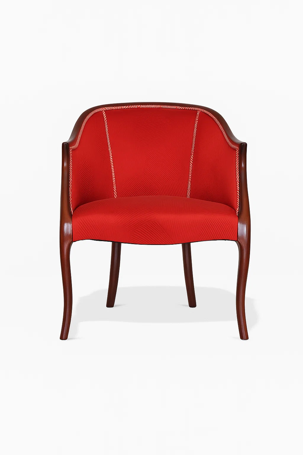 Antique Armchair – Mahogany Frame with Red Upholstery, 20th Century