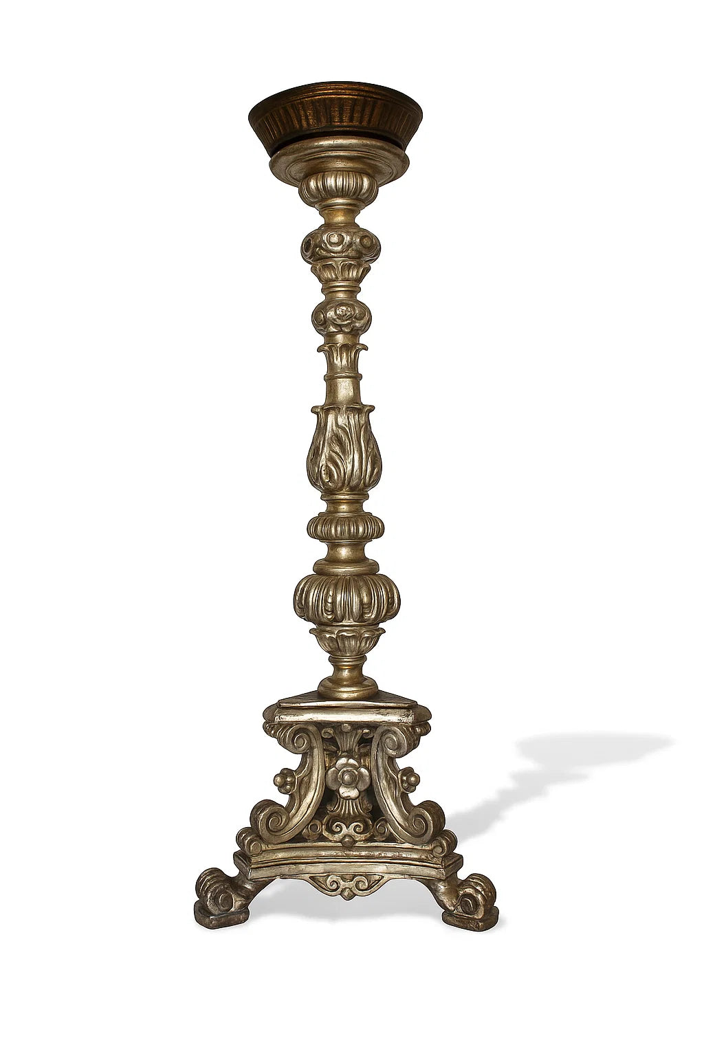 Antique Baroque Candlestick Stand – Gilded Wood, 18th Century